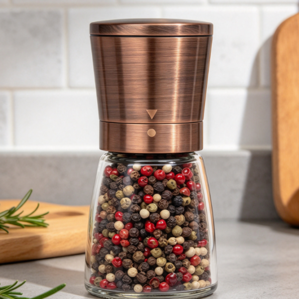 Copper-Colored Pepper Grinder Stainless Steel Manual Grinder With Adjustable Coarseness