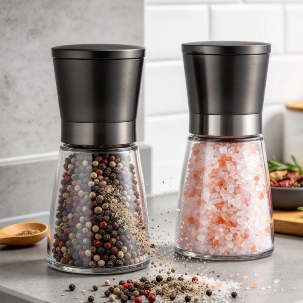 Manual Salt And Pepper Grinder Set, Refillable And Compact