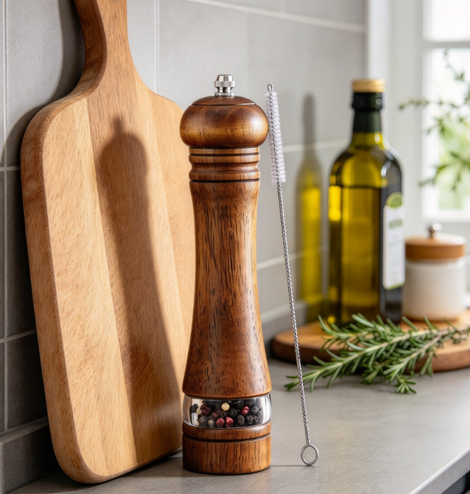 Wooden Salt And Pepper Grinder, Manually Refillable With Adjustable Coarseness - Image 2