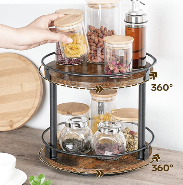 Rotating 2-Tier Spice Rack, Industrial Style - Image 2