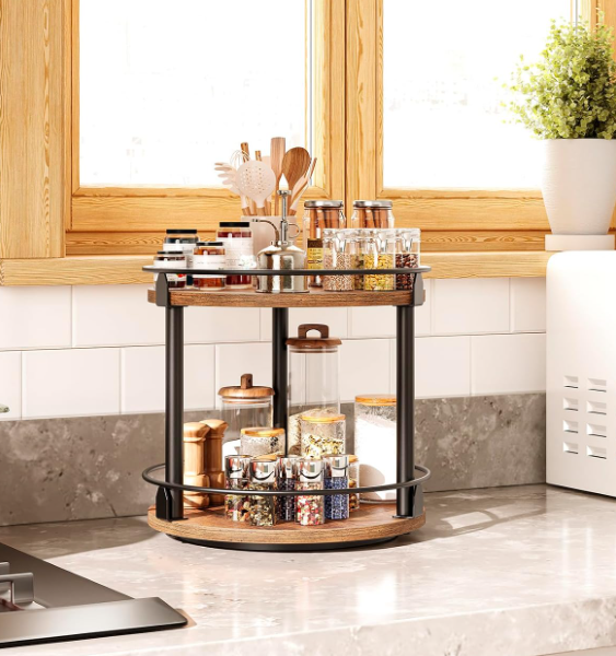 Rotating 2-Tier Spice Rack, Industrial Style