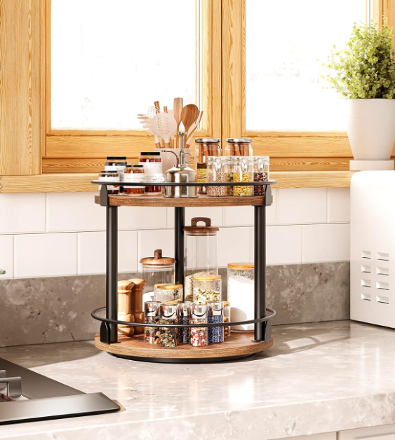 Rotating 2-Tier Spice Rack, Industrial Style