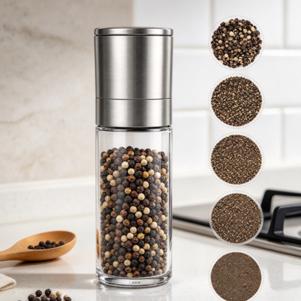 Refillable Stainless Steel Salt And Pepper Grinder (Single Unit)