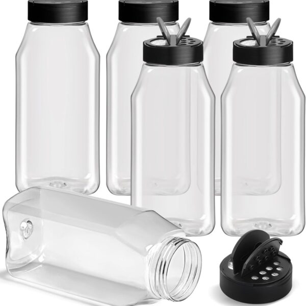 Large-Capacity Plastic Seasoning Jars, 6-Piece Set For Kitchen Storage