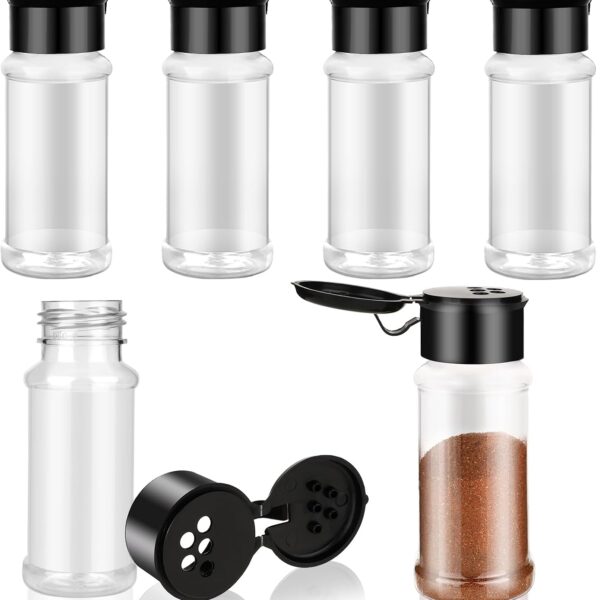 Transparent Seasoning Jars With Shaker Lids, 3-Ounce, 6-Piece Set