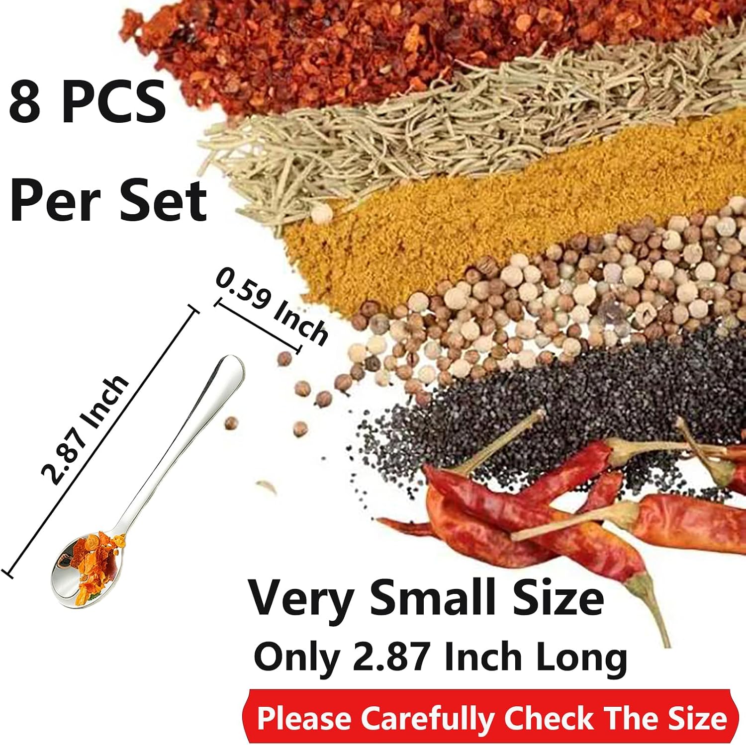 Small Stainless Steel Seasoning Spoon Set (8-Piece), Cute And Compact - Image 2