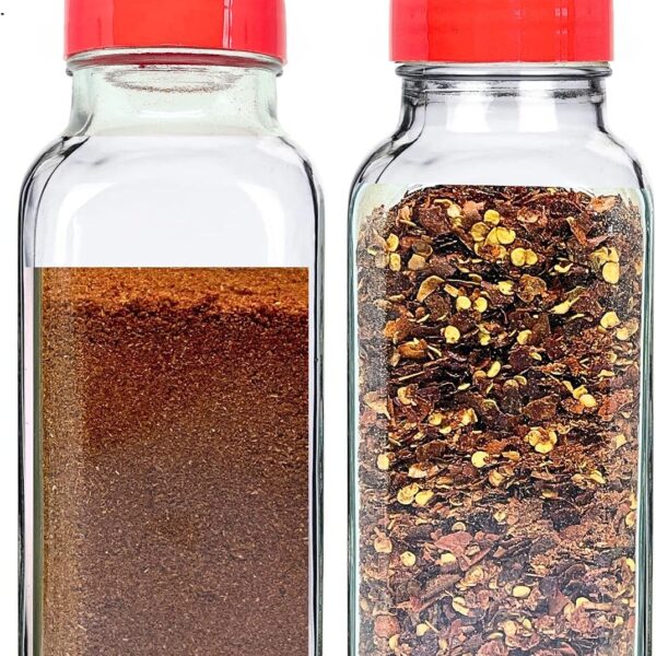 Glass Seasoning Jars With Shaker Lids, 2-Piece Set (Red Lids)